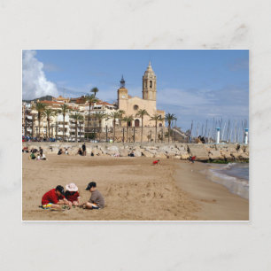 Sitges, Barcelona, jocs a la platja Postcard