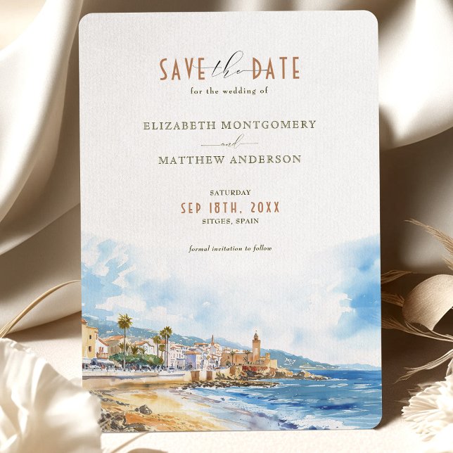 Sitges Beach Spain Travel Save-the-Date Invitation (Creator Uploaded)