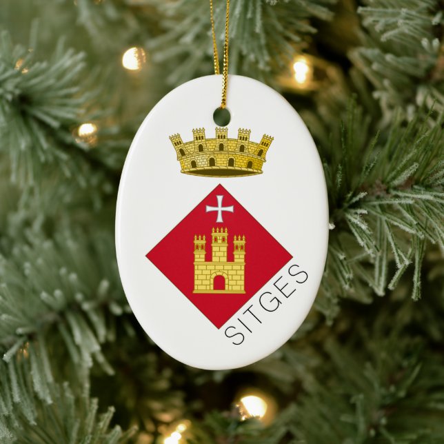 Sitges coat of arms, Catalunya (ESP) Ceramic Tree Decoration (Tree)