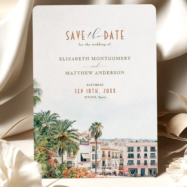 Sitges Spain Destination Wedding Save-the-Date Invitation (Creator Uploaded)