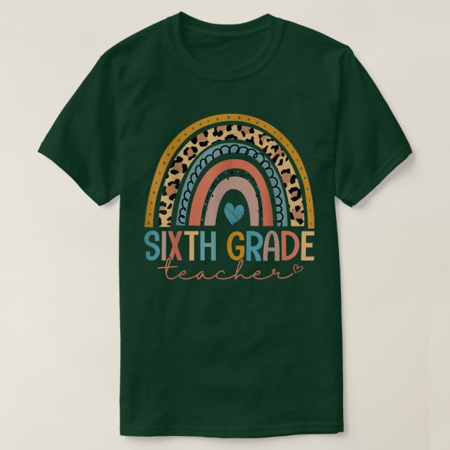 Sith Grade Teacher Funny Leopard Rainbow Back To S T-Shirt (Design Front)