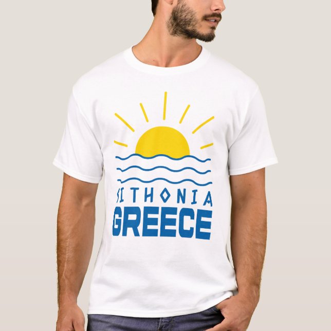Sithonia Greece Sunshine And Sea Men's White T-Shirt (Front)