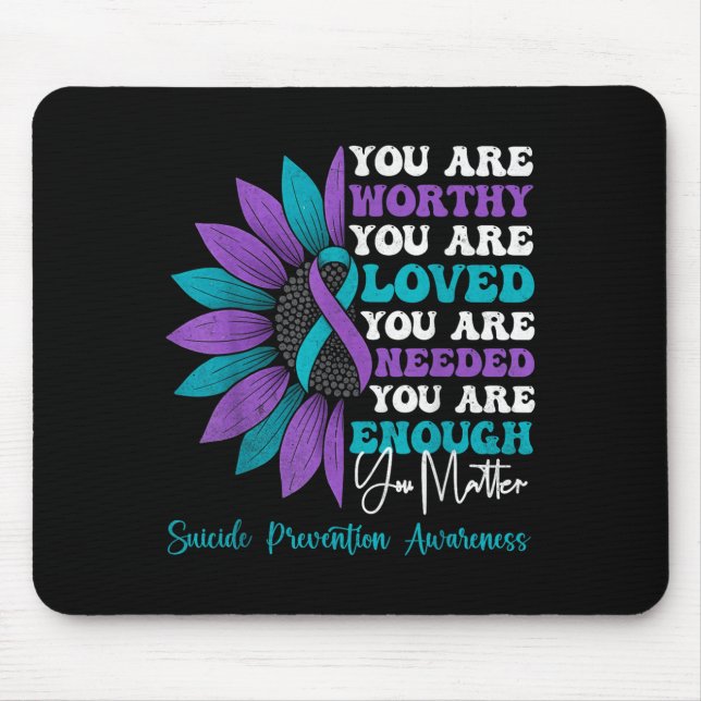 Sitive Motivational Suprt Suicide Prevention Aware Mouse Mat (Front)