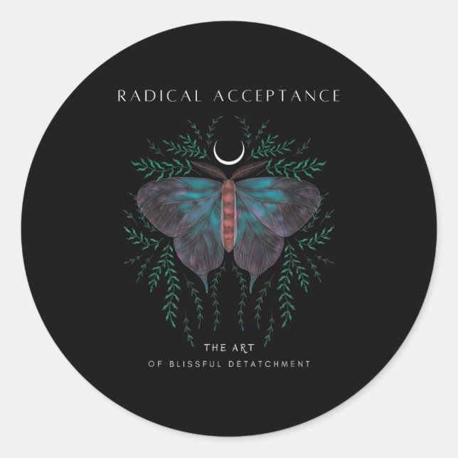 Sitive Retro Butterfly Moon Tee _ Graphic Growth M Classic Round Sticker (Front)