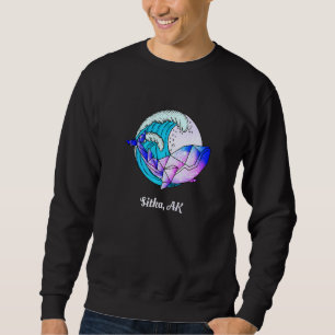 Sitka Ak Japanese Paint Geometric Orca Killer Whal Sweatshirt