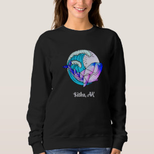 Sitka Ak Japanese Paint Geometric Orca Killer Whal Sweatshirt