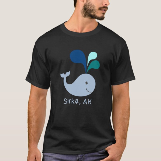 Sitka Alaska Cute Whale Lover Cartoon T-Shirt (Front)
