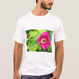 Sitka Alaska Forest Bumblebee in Rose Flower T-Shirt