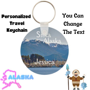 Sitka Alaska Travel Junkie Personalised Key Ring