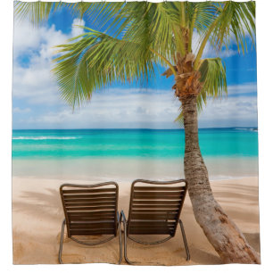 Sittin' Easy Tropical Beach Shower Curtain