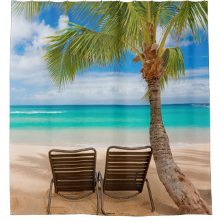 Sittin' Easy Tropical Beach Shower Curtain