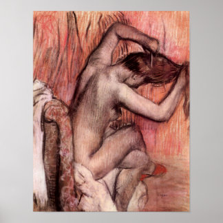 Sitting and brushing by Edgar Degas Poster