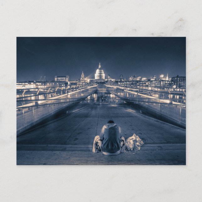 Sitting before St. Paul's Cathedral, London Postcard (Front)