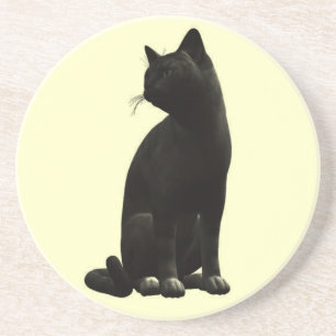 Sitting Black Cat Coaster