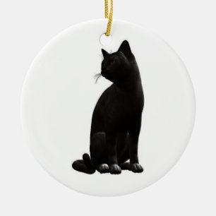 Sitting Black Cat Ornament