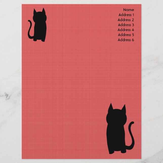 Sitting Black Cat Silhouette. Customised Letterhead (Front)