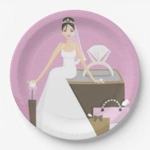 Sitting bride bridal shower paper plate