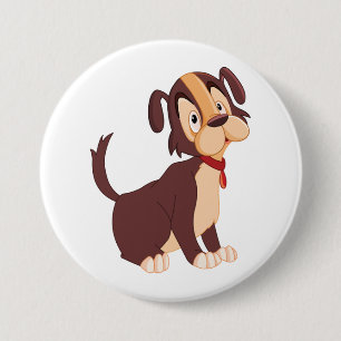 Sitting Brown Puppy Sweet Happy Dog 7.5 Cm Round Badge