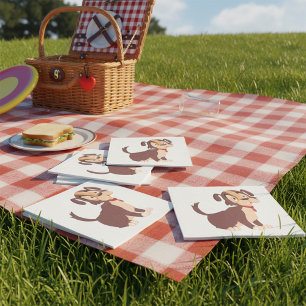 Sitting Brown Puppy Sweet Happy Dog Napkin