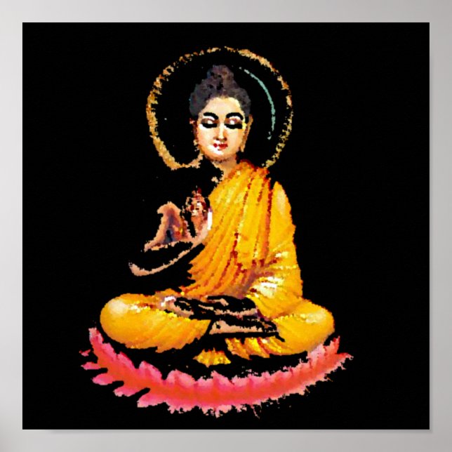 SITTING BUDDHA MEDITATING PEACE POSTER (Front)