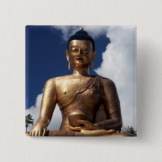 Sitting Buddha Statue 15 Cm Square Badge (Front)