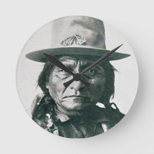 Sitting Bull (1831-1890) (b/w photo) Round Clock