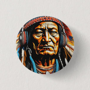 SITTING BULL 2 3 CM ROUND BADGE