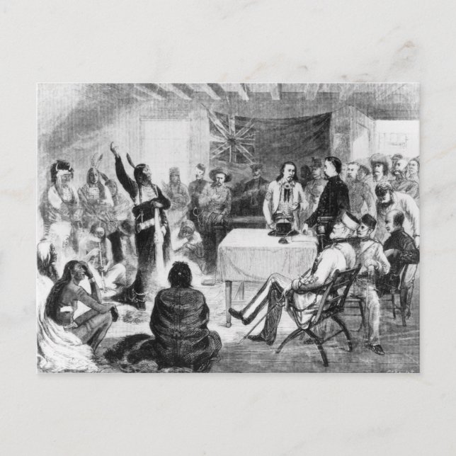 Sitting Bull Council, 1877 Postcard (Front)