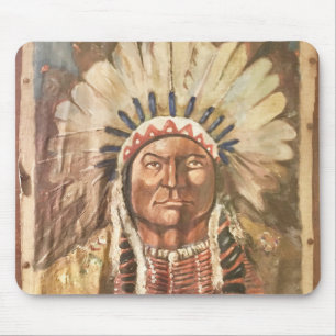 Sitting Bull Indian Chief Mouse Mat
