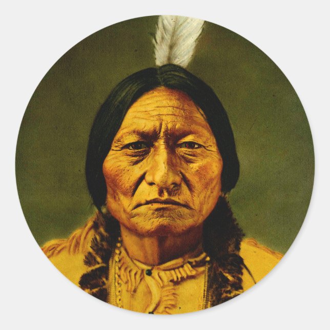 Sitting Bull Native American Indian Chief Classic Round Sticker (Front)
