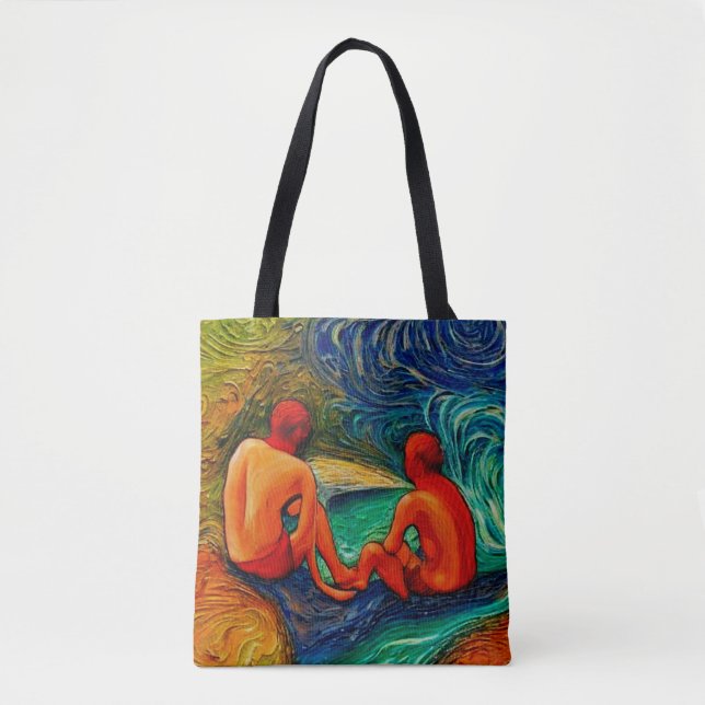 Sitting by the rock pool tote bag (Front)
