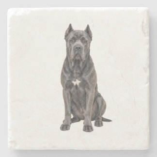Sitting Cane Corso Natural Stone Coaster