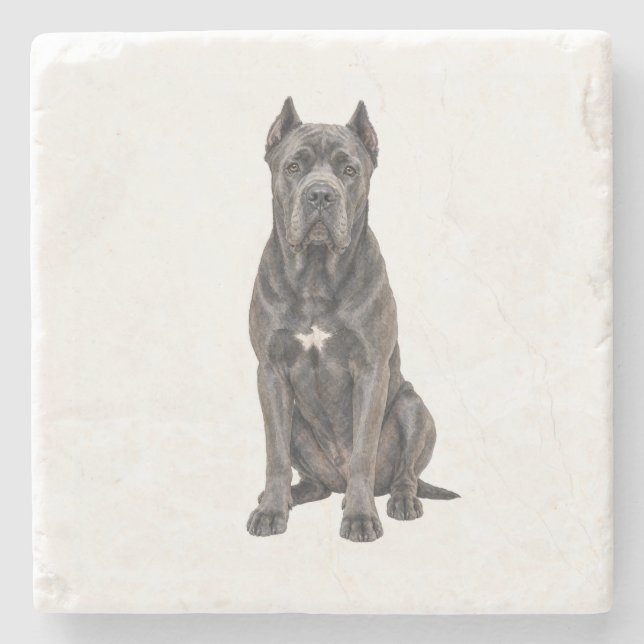 Sitting Cane Corso Natural Stone Coaster (Front)