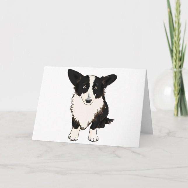 Sitting Cardigan Welsh Corgi Illustration Card (Front)