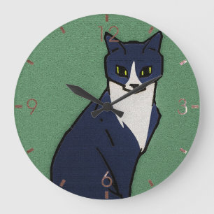 Sitting Cat by Julie de Graag Large Clock