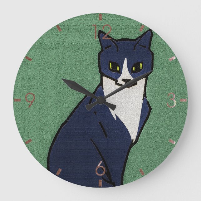 Sitting Cat by Julie de Graag Large Clock (Front)