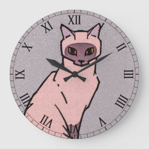 Sitting cat by Julie de Graag Large Clock