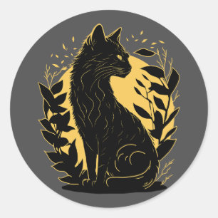 Sitting Cat Classic Round Sticker