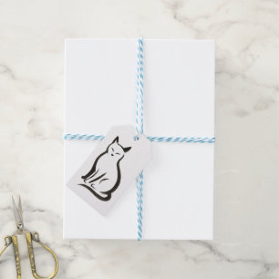 Sitting Cat – Minimalist Ink Silhouette on Gift Tags