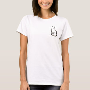 Sitting Cat – Minimalist Ink Silhouette on T-Shirt