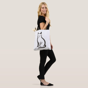 Sitting Cat – Minimalist Ink Silhouette on Tote Bag