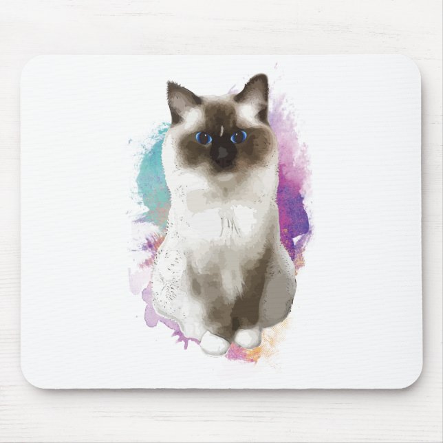 Sitting cat mouse mat (Front)