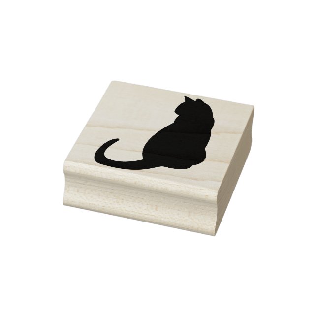 sitting cat silhouette art stamp (Stamp)