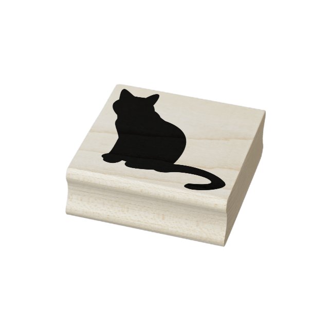 sitting cat silhouette art stamp (Stamp)