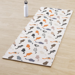 Sitting cats back view Yoga Mat