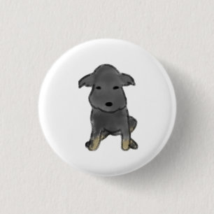 Sitting Charcoal Puppy with Tan Paws Gift 3 Cm Round Badge