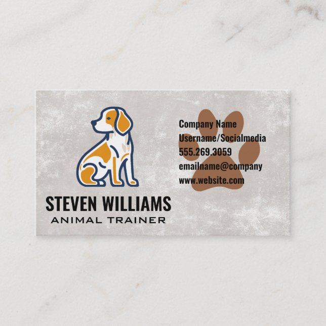 Sitting Dog | Doggy Paw Business Card (Front)
