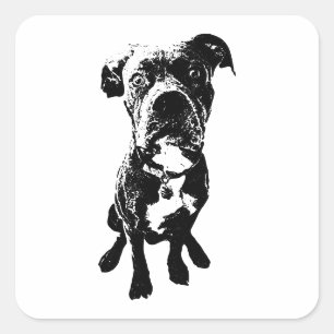 Sitting Dog Sticker – Minimalist Black Ink Pose