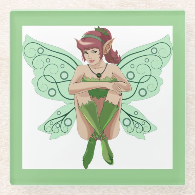 SITTING FAIRY GLASS COASTER (Front)
