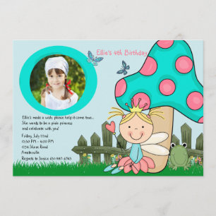 Sitting Fairy Princess Photo Birthday Invitation
